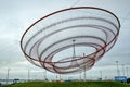 Janet Echelman`s public network sculpture in roundabout, Matosinhos Royalty Free Stock Photo