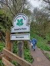 Janet Foss National Trust Welcome Sign woods England Malhamdale North Yorkshire