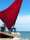 Jangada small sailboat on the beach, Brazil