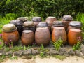 Jangdok or traditional korean pots for ferment kimchi, red pepper paste and soybeans