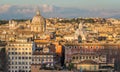 Panorama from the Gianicolo Terrace with the dome of Sant`Andrea della Valle Church in Rome, Italy. Royalty Free Stock Photo