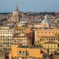Panorama from the Gianicolo Terrace with the dome of Sant`Andrea della Valle church in Rome. Royalty Free Stock Photo