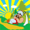 Janissary warrior with a sword sleeping Royalty Free Stock Photo