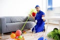 Janitor cleaning a mess Royalty Free Stock Photo