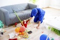 Janitor cleaning a mess Royalty Free Stock Photo