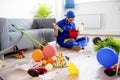 Janitor cleaning a mess Royalty Free Stock Photo