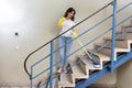 Janitor Cleaning Staircase Royalty Free Stock Photo