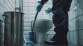 The janitor cleaning toilet.AI generated image Royalty Free Stock Photo