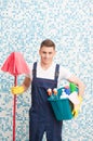 Janitor depriving you from dirt Royalty Free Stock Photo