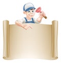 Janitor or plumber and scroll Royalty Free Stock Photo