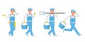 Janitor vector character design. Presentation in various action. no5