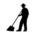Janitor vector silhouette on white background