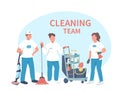 Janitorial service flat color vector faceless characters