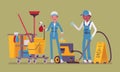 Janitors team working with professional tools Royalty Free Stock Photo