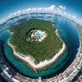 Jansom Bay, Koh Tao, Thailand Birds Eye View Drone Aerial Top Down View of Marine Water Coral Ocean Natural