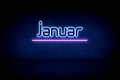 Januar - blue neon announcement signboard