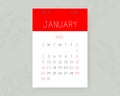 January ÃÂalendar 2022. English vector calender page on wall background with leaves. Week starts on Sunday