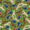 26 january. Australia Day. Vector seamless pattern. Flags, hands, hearts