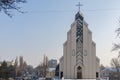 January 19, 2021 Balti or Beltsy, Moldova Abstract religious background with church crosses