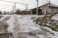 January 20, 2021 Balti or Beltsy Moldova Bad roads. Illustrative editorial Royalty Free Stock Photo