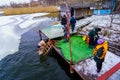 January 19, 2022 Balti Moldova traditional Epiphany bathing on a religious holiday. Editorial use only