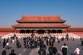 03 January 2020, Beijing China: a Crowd of tourist are crowding the square in front of the well-know Gate of Supreme Harmony