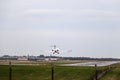 Birmingham airport. Plane against the sky. Royalty Free Stock Photo