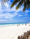 January 6, 2018, Boracay, Philippines, white beach, station 1, a typical day on the beach, resting tourists walk along the beach Royalty Free Stock Photo