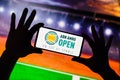 January 9, 2023, Brazil. In this photo illustration, the ABN AMRO Open Rotterdam Open logo is displayed on a smartphone screen