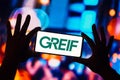 January 18, 2023, Brazil. In this photo illustration, the Greif, Inc. logo is displayed on a smartphone screen Royalty Free Stock Photo