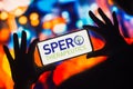 January 2, 2023, Brazil. In this photo illustration, the Spero Therapeutics logo is displayed on a smartphone mobile Royalty Free Stock Photo