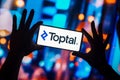 January 31, 2023, Brazil. In this photo illustration, the Toptal logo is displayed on a smartphone screen