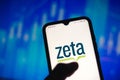 January 15, 2021, Brazil. In this photo illustration the Zeta Global logo seen displayed on a smartphone screen