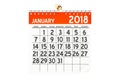 January 2018 calendar, 3D rendering