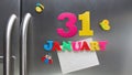 January 31 calendar date made with plastic magnetic letters Royalty Free Stock Photo
