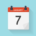 January 7 Calendar Flat Daily Icon. Vector Illustration Emblem. Royalty Free Stock Photo