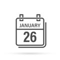 January 26, Calendar icon with shadow. Day, month. Meeting appointment time. Event schedule date. Flat vector illustration. Royalty Free Stock Photo