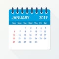 January 2019 Calendar Leaf. Calendar 2019 in flat style. Vector illustration. Royalty Free Stock Photo