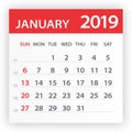 January 2019 Calendar Leaf - Vector Illustration Royalty Free Stock Photo