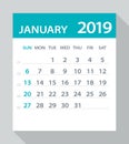 January 2019 Calendar Leaf - Vector Illustration Royalty Free Stock Photo