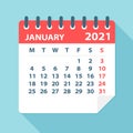 January 2021 Calendar Leaf - Vector Illustration