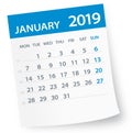 January 2019 Calendar Leaf - Vector Illustration Royalty Free Stock Photo