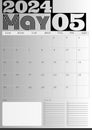 2024 may calendar monthly planner minimalist design Royalty Free Stock Photo