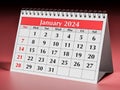 January 2024 calendar. One page of the annual business desk monthly calendar