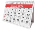 January 2024 calendar. Page of the annual business desk month calendar isolated on transparent png
