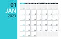 January 2023 Calendar Planner - Vector. Template Mock up