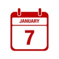 7 January calendar red icon