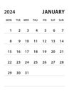 January 2024-Calendar 2024 template vector on white background, week start on monday, Desk calendar 2024 year, Wall calendar