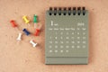 January 2024 calendar with thumbtack