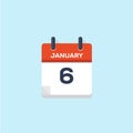 6. january calendar, vector illustration
